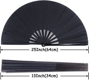Grand éventail pliant noir pour la danse en ligne, les fans de popping, les fans de rave, les grands éventails pliables à claquer pour la danse, en plastique, pour l'artisanat - Product Image 2