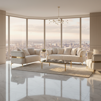 Canapé-lit Chesterfield moderne en velours, ensemble 2/3 places, forme rectangulaire, dossier capitonné, pieds dorés, pour hôtel, appartement, salon, maison