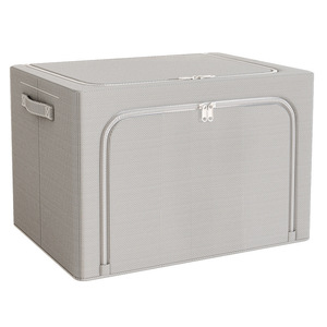 Clothing Organizer <b>Storage</b> <b>Box</b> Rectangle <b>Folding</b> Waterproof Fabric Multi-Use For Bedroom Household Use Solid Color - Product Image 5