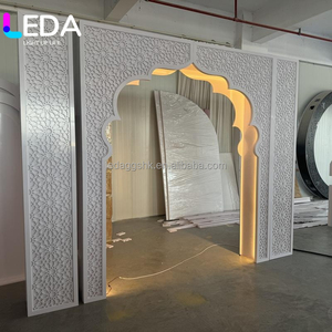 LEDA Customized Morocco Style <b>Wall</b> Panel Event Wedding Backdrop Design Stage <b>Decoration</b> Arch White Backdrop <b>Wall</b> With Led Light - Product Image 2