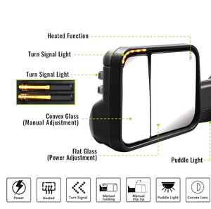 XMAXVISION for for for 1500 2002-2008 Power Heated Towing <b>Mirror</b> Puddle Lamp Turn Signal Lights New Condition Black <b>Mirrors</b> - Product Image 2