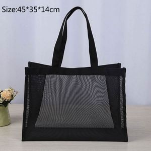 Sac fourre-tout de plage en nylon maillé réutilisable, personnalisé avec lettres imprimées, pour femmes, idéal pour le voyage et le shopping (vente en gros) - Product Image 2