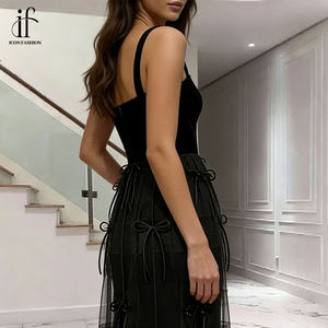 Produit Tendance 2026 : Robe de Soirée Élégante Noire Bustier Bandage avec Haut <span class=keywords><strong>en</strong></span> Velours et Jupe <span class=keywords><strong>en</strong></span> <span class=keywords><strong>Tulle</strong></span> à Nœud - Product Image 3