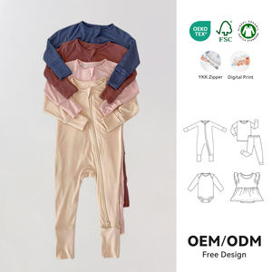 <span class=keywords><strong>Pigiama</strong></span> in Bambù per Neonata con Cerniera YKK Set di Vestiti per Infanti Morbido <span class=keywords><strong>Pigiama</strong></span> Intero in Bambù con Logo Personalizzato - Product Image 1