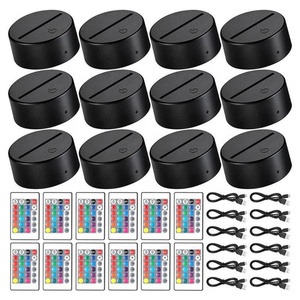 Support de lampe LED 7/16 couleurs, base de lampe 3D illusion, lampe LED acrylique anime, veilleuse avec câble USB et télécommande - Product Image 1