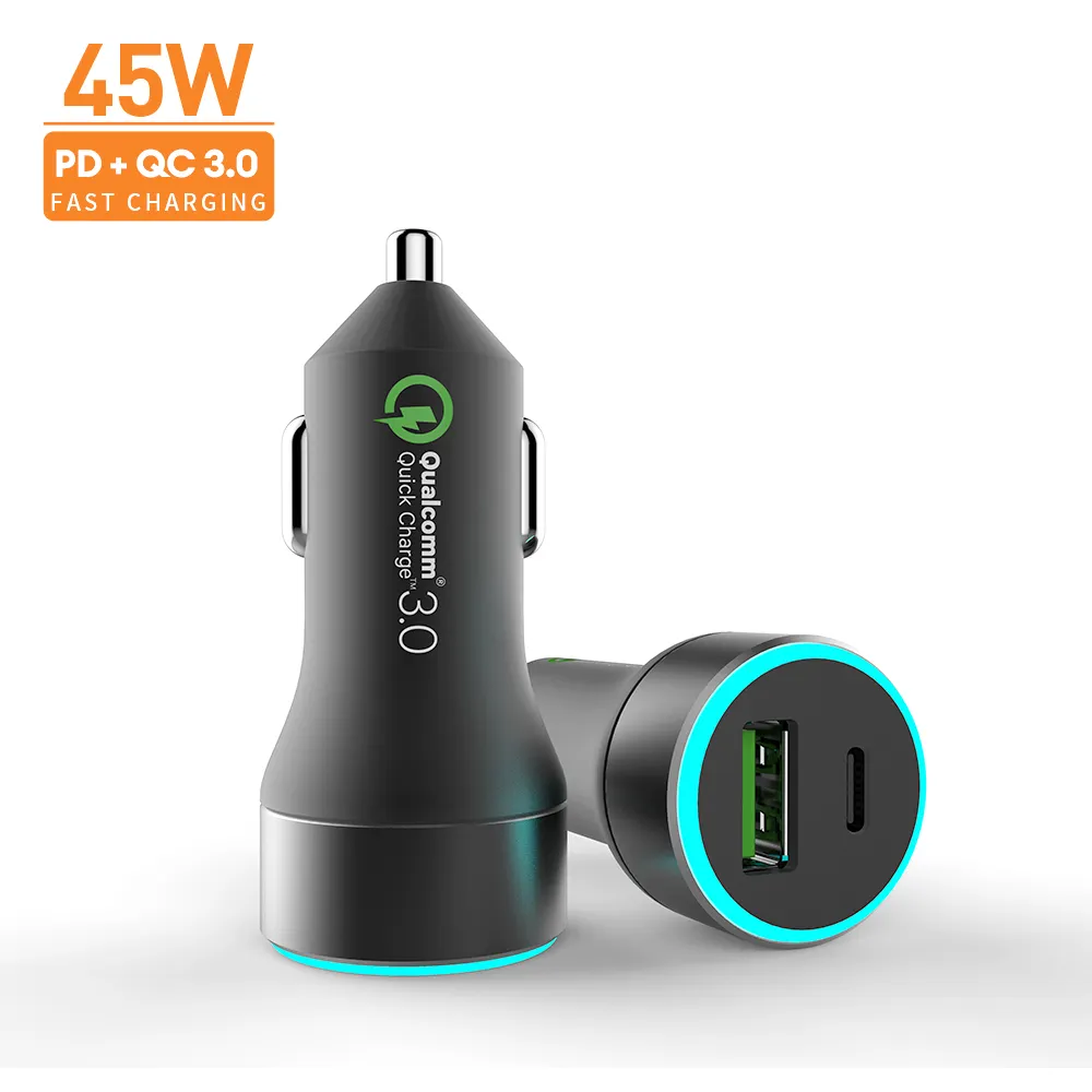 High Quality Phone USB-C PD 42W Type C Charger 2 Port QC3.0 Car Charger