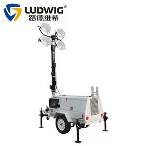 9m折りたたみ式伸縮マスト、4*1000 LED/メタルハライド、ガーデンモバイルトレーラーライトタワー、クボタディーゼル発電機付き、IP65 - Product Image 3