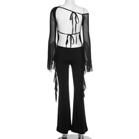 Viviblook Q25JP255 décontracté Streetwear moulante automne nouvelle couleur unie coupe ajustée dos nu à manches longues femmes combinaisons combishorts