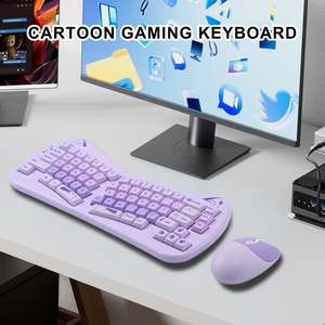 Cá Nhân 2.4 Ghz Kết Nối 65% Phím Di Động Màu Tím Dễ Thương Mèo Chủ Đề Chuột Không Dây Và Bàn Phím Thiết Lập Cho Máy Tính Văn Phòng - Product Image 2