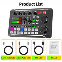 Interface de podcast de mélangeur audio de carte son en direct F998 avec effets de mélangeur DJ changeur de voix avec effets sonores pour PC karaoké Tiktok