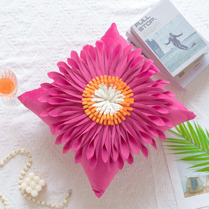 Daisy pétale 3D fleur à la main jeter taie d'oreiller velours carré housse de coussin pour lit canapé - Product Image 3