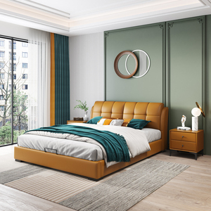 Europeo di Lusso Mobili Camera Da <span class=keywords><strong>Letto</strong></span> Moderna <span class=keywords><strong>In</strong></span> Pelle Morbida <span class=keywords><strong>Matrimoniale</strong></span> King <span class=keywords><strong>Letto</strong></span> <span class=keywords><strong>In</strong></span> <span class=keywords><strong>Legno</strong></span> Confortevole <span class=keywords><strong>Testiera</strong></span> - Product Image 6