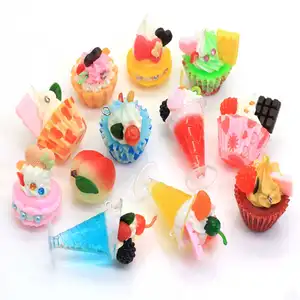 Assorted Resin Cupcake Dessert Charms - 50Pcs/Bag Resin Kawaii Bow Decor Cupcake Cabochons Cute Dollhouse Cupcake Sweets