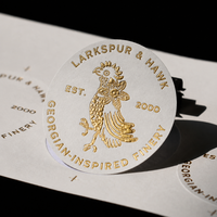 Autocollant rond personnalisé en papier gaufré avec feuille d'or, autocollant de sceau de blason vintage en papier artistique 3D en relief