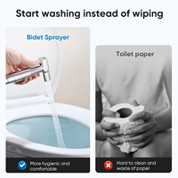 Ensemble de douchette pour toilettes CF avec contrôle de la pression de l'eau réglable, pour bébé, hygiène féminine, en acier inoxydable, pulvérisateur de bidet portable pour toilettes