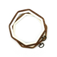 Ensemble de cerceaux à broder en bois, cadre à broder en point de croix, cadre à broder hexagonal, cadre d'exposition pour la couture et le suspension