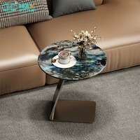 Table d'appoint en marbre poli moderne HZX STONE, taille personnalisée, durable, imperméable, écologique, design 3D, cuisine, salle de bain, villa