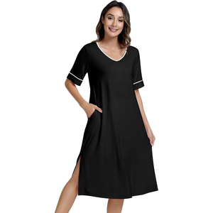 Liquidación de Stock: Camisón de Viscosa hasta la Rodilla para Mujer, Alta Calidad a Precio Competitivo Pjy - Product Image 1