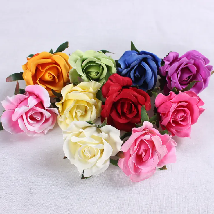 Nieuwe Collectie Kleurrijke Zijde Grote Kunstmatige Bloemhoofdjes Groothandel Rose Bloemen