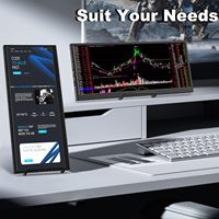 12.3" Touchscreen Secondary Monitor IPS LCD Stretched Bar Travel Display 1920x720 for USB-C Portable Laptop Use Black