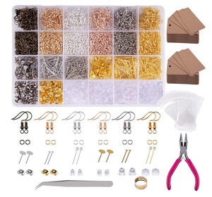 Kit de Réparation et de Fabrication de Boucles d'Oreilles DIY avec Crochets, Broches et Anneaux de Jonction – Accessoires et Composants pour Bijoux - Product Image 1