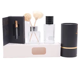 100ml 150ml 200ml Glass Diffuser Bottles Square Cube Perfume Diffuser Bottle Glass Aroma diffuser bottle with box packaging