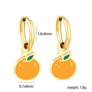 Nouvelles Boucles d'Oreilles Pendantes Tendance et Mignonnes en Émail Goutte d'Huile, Plaqué Or 18K PVD, Orange, Charme pour Femme - Product Image 2