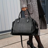 Bolso de Mano para Mujer, Diseño de Cocodrilo, para Documentos Oficiales, Gran Capacidad, Retro, con Múltiples Compartimentos, de Hombro o Cruzado