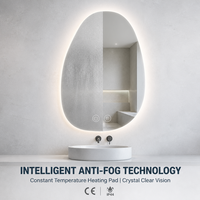 Miroir de salle de bain LED Joystar 50*70CM 12W avec rétroéclairage dimmable, sans cadre, forme irrégulière, prix usine