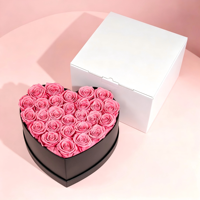 27 Roses Éternelles en Boîte Cœur – Livraison Express – Durée de Conservation de 2 Ans – Véritables Roses Éternelles pour Anniversaire Femme – Rose Chine
