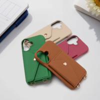 Étui de téléphone à bandoulière en cuir PU motif litchi avec portefeuille à la main chaîne portefeuille porte-carte pour IPhone 17 16 15 Pro Max Plus