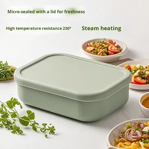 Food-Grade Silicone Bento Storage <b>Box</b> Three <b>Compartments</b> Microwave Heating <b>Compartment</b> <b>Lunch</b> Bowl Student-friendly <b>Lunch</b> <b>Box</b> - Product Image 5