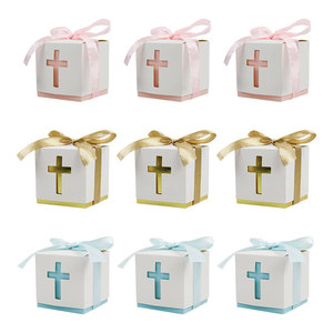 Caja <span class=keywords><strong>de</strong></span> Papel para Dulces con Diseño <span class=keywords><strong>de</strong></span> Cruz Temática <span class=keywords><strong>de</strong></span> Bautismo con Cinta, Caja <span class=keywords><strong>de</strong></span> Regalo para Primera Comunión, Paquete <span class=keywords><strong>de</strong></span> Regalo para Bautizo, Baby Shower - Product Image 1