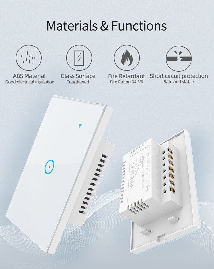 Hot selling 3 gang US. Australian and Mexico standard WIFI touch switch smart wifi zigbee wall touch switch