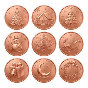 Moneta Commemorativa in Rame Pregiato <span class=keywords><strong>da</strong></span> 1, <span class=keywords><strong>2</strong></span>, 5 oz con Basso MOQ, Rilievo 3D di Babbo Natale, Pupazzo di Neve, Calza e Campana, per Regalo Natalizio - Product Image 6