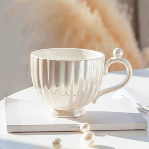 Creatività stile europeo luce di lusso perla tazza in ceramica con manico per presentare festa caffetteria - Product Image 3