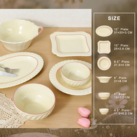 Service de table en porcelaine céramique Simplicity Art - Ensemble complet de bols et assiettes, compatible micro-ondes et lave-vaisselle, durable, style minimaliste, idéal pour pique-nique