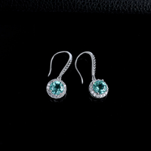 925 Silver Paraiba <b>Earrings</b> Round Light Luxury Charm <b>Earrings</b> - Product Image 4