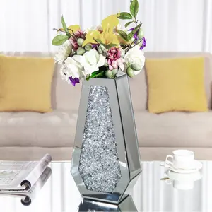 Beliebte eitelkeit romantische platz gespiegelt glas vase mini blume cube spiegel vase
