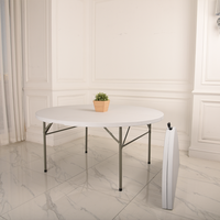 Produit populaire Table pliante ronde en résine plastique de haute qualité blanche pour banquet, fête, mariage, restaurant, portable