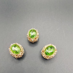 Perle ovale en alliage électroplaqué double face avec incrustation de diamants pour la fabrication de bijoux DIY, petite taille - Product Image 4