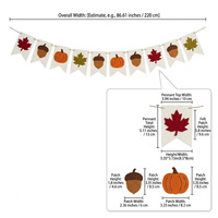 Bannière exclusive en feutre pour Thanksgiving, décoration de table pour fête de famille avec citrouille, feuille d'érable et gland