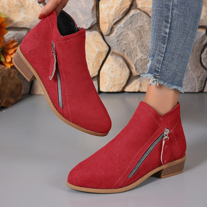 Nuevas <span class=keywords><strong>Botas</strong></span> de Tacón Bajo con Cremallera Lateral <span class=keywords><strong>para</strong></span> Mujer, Talla Grande, Punta Puntiaguda, <span class=keywords><strong>Botas</strong></span> de Gamuza 43 - Product Image 4