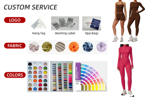 Phụ Nữ Màu Sắc Tương Phản 2 Mảnh Nén Thể Thao Tập Thể Dục Liền Mạch Tank Top Mông Nâng Xà Cạp Phụ Nữ Tập Thể Dục Yoga Bộ - Product Image 3