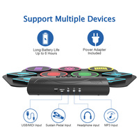Ensemble de Tambour Électronique Portable en Silicone Pliable, Instrument de Musique à Percussion Numérique, Jouet Tambour Électronique USB Enroulable