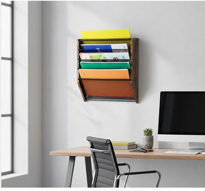 Unidad de estantería montada en la pared de 3 niveles, <span class=keywords><strong>estante</strong></span> colgante escalonado sin madera rústica para cocina, oficina, sala de estar, esquina, Oficina - Product Image 4