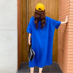 Vendita superiore moda coreana abbigliamento donna oversize cotone allentato stampa lungo Maxi <span class=keywords><strong>vestito</strong></span> estate Casual T Shirt Plus Size abiti - Product Image 6