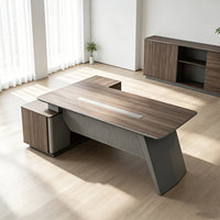 Scrivania Direzionale Moderna in Legno, Design Minimalista, Grande Scrivania Modulare con Presa Elettrica per Ufficio Finanziario, Direttamente dalla Fabbrica