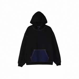 Sudadera con capucha de gran tamaño personalizada costura sudaderas con capucha en blanco para hombres gota hombro liso Sudadera con capucha - Product Image 5