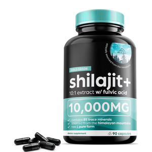 Résine de Shilajit de marque privée, extrait pur et biologique de l'Himalaya, 90 capsules, comprimés portables de Shilajit pour la santé masculine - Product Image 1